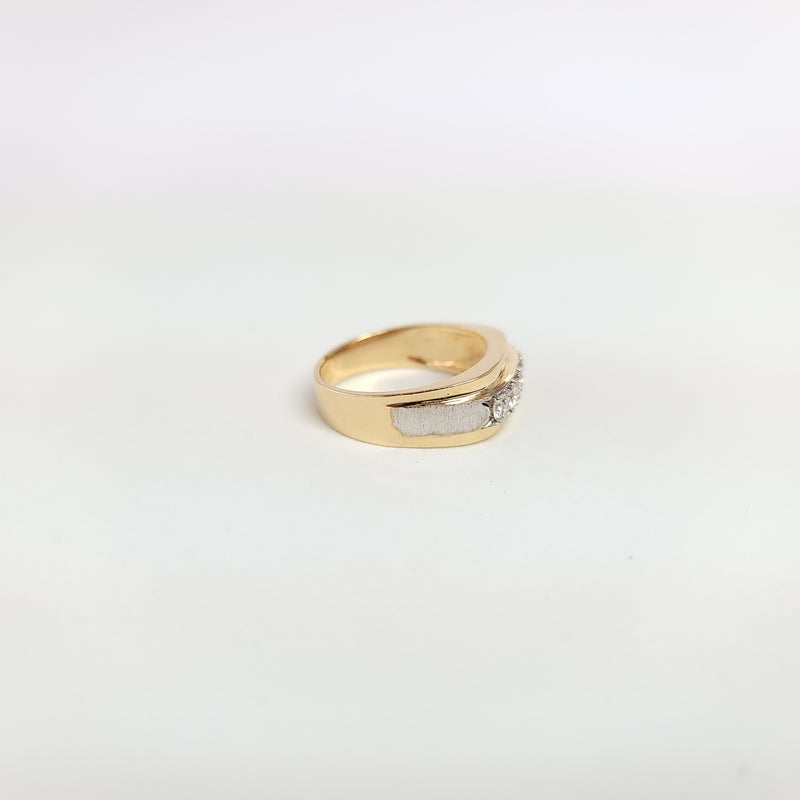 Diamond Band with Brushed Satin Finish .75cttw 14k Two-Toned Gold
