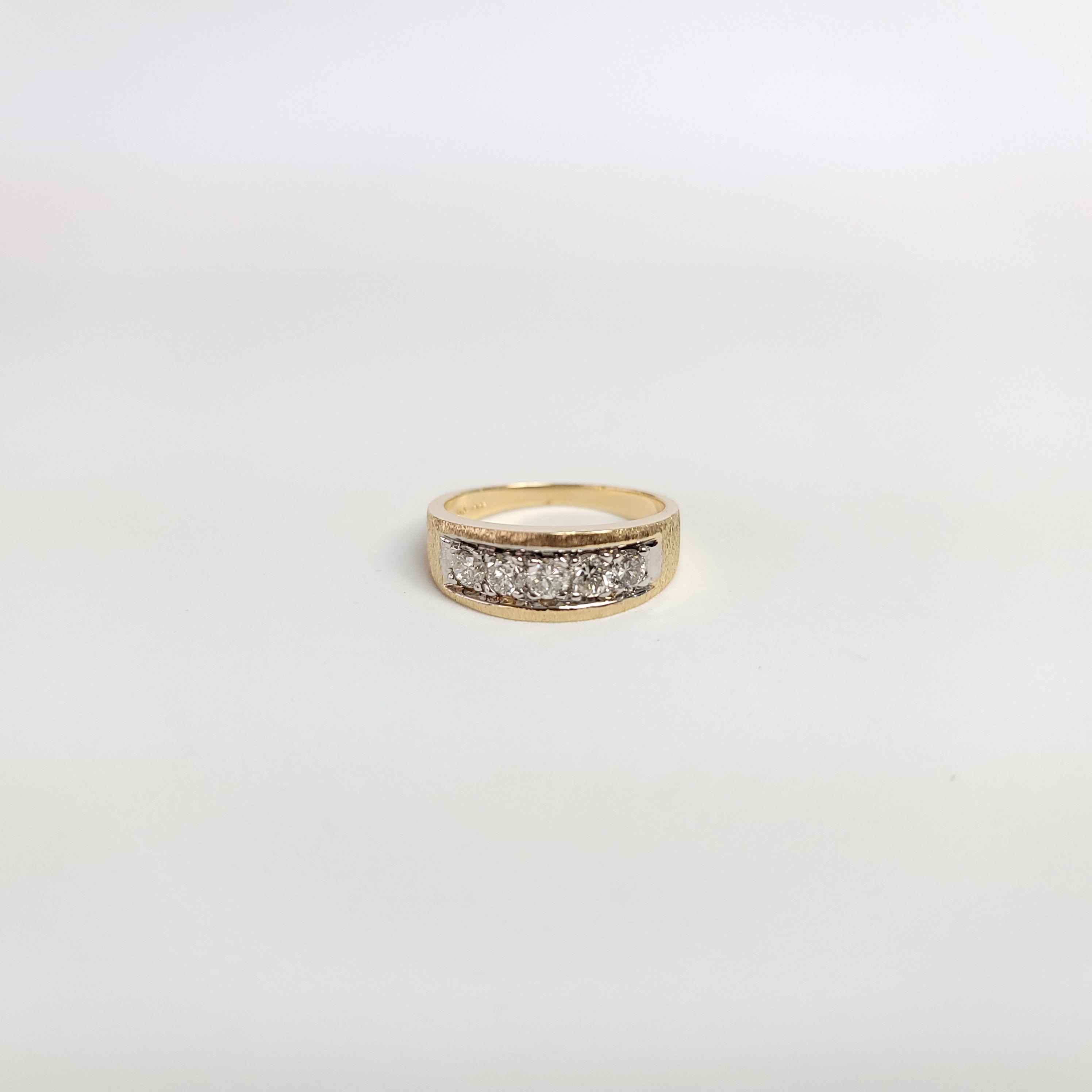 Diamond Band with Brushed Satin Finish 1.00cttw 14k Two-Toned Gold