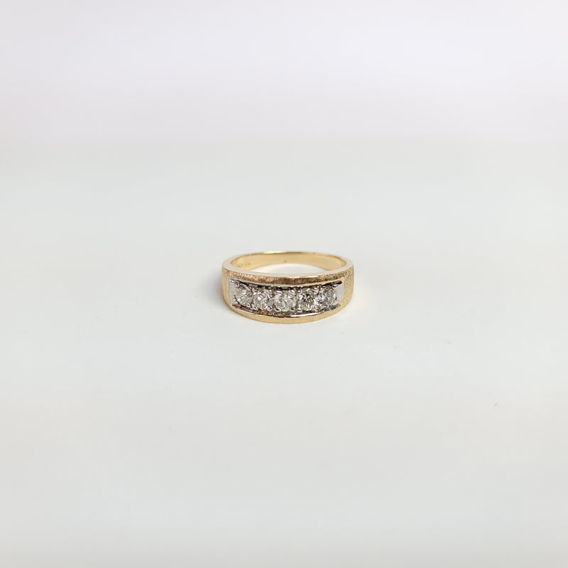 Diamond Band with Brushed Satin Finish 1.00cttw 14k Two-Toned Gold