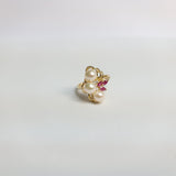 Freshwater Pearl, Ruby & Diamond Cluster Cocktail Ring 14k Yellow Gold Ring