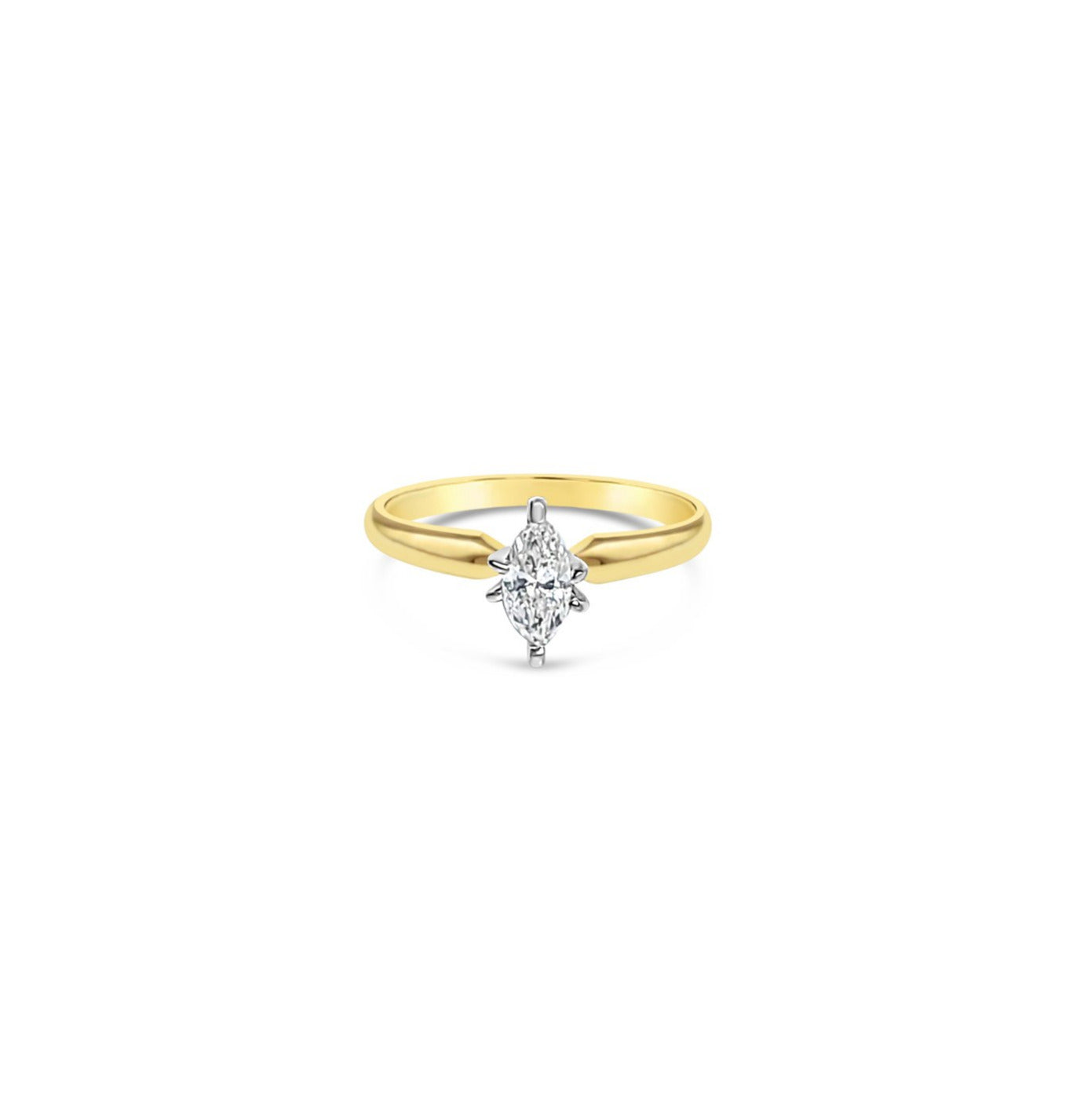 1/3 Carat Solitaire Marquise Diamond Engagement Ring 14k Yellow Gold