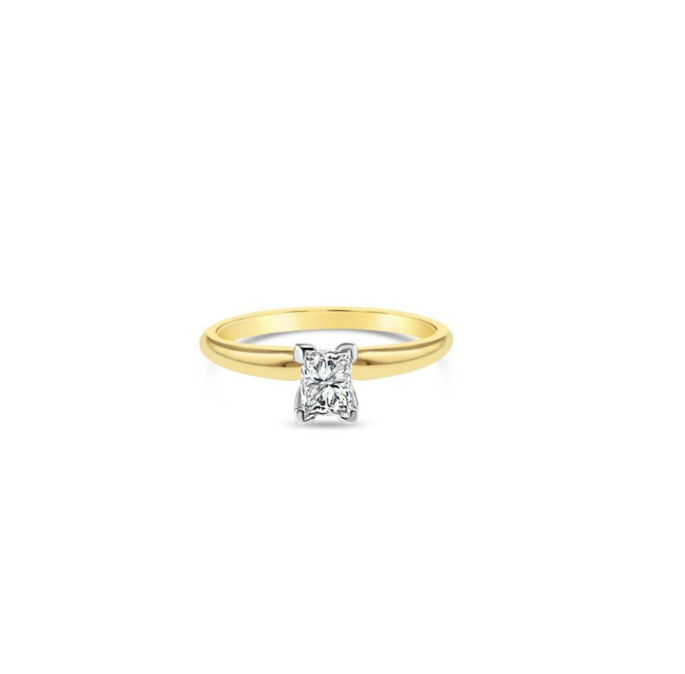 1/4 Carat Emerald Cut Solitaire Diamond Engagement Ring .25cttw 14k Yellow Gold