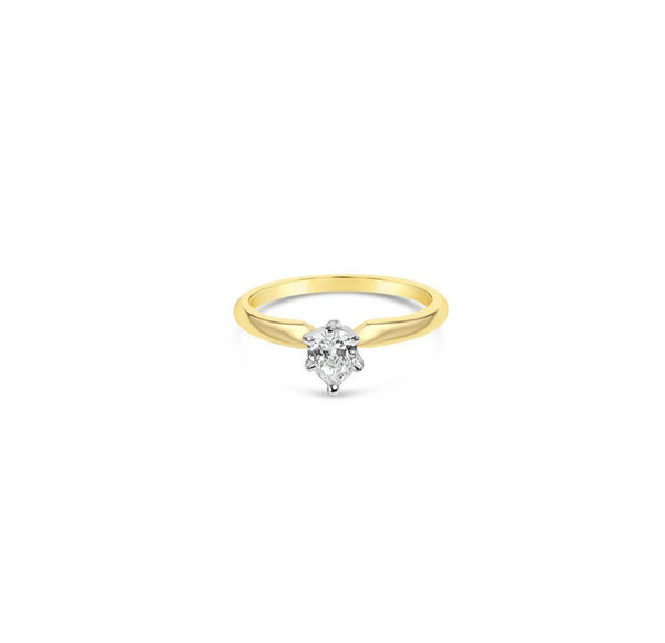 1/4 Carat Pear Solitaire Diamond Engagement Ring .25cttw 14k Yellow Gold