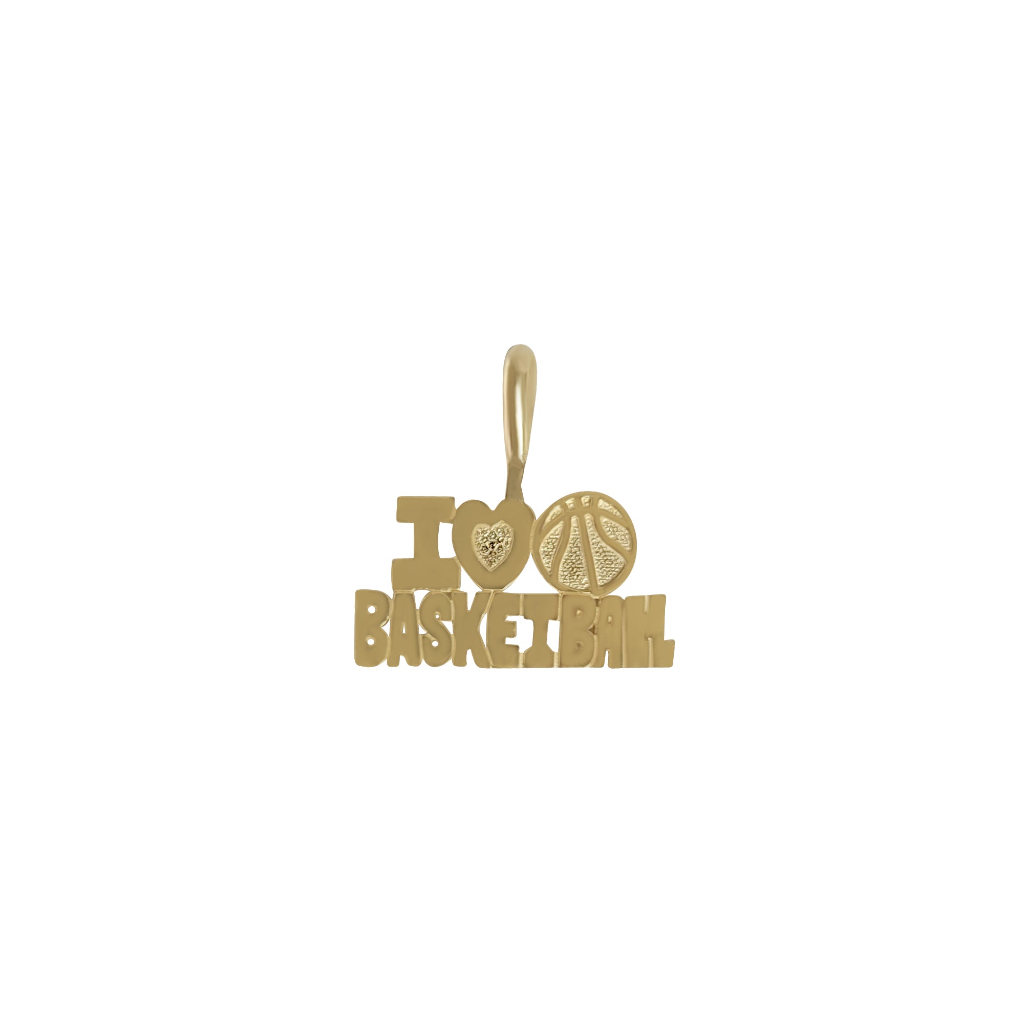 I Love Basketball Charm/Pendant 14k Yellow Gold