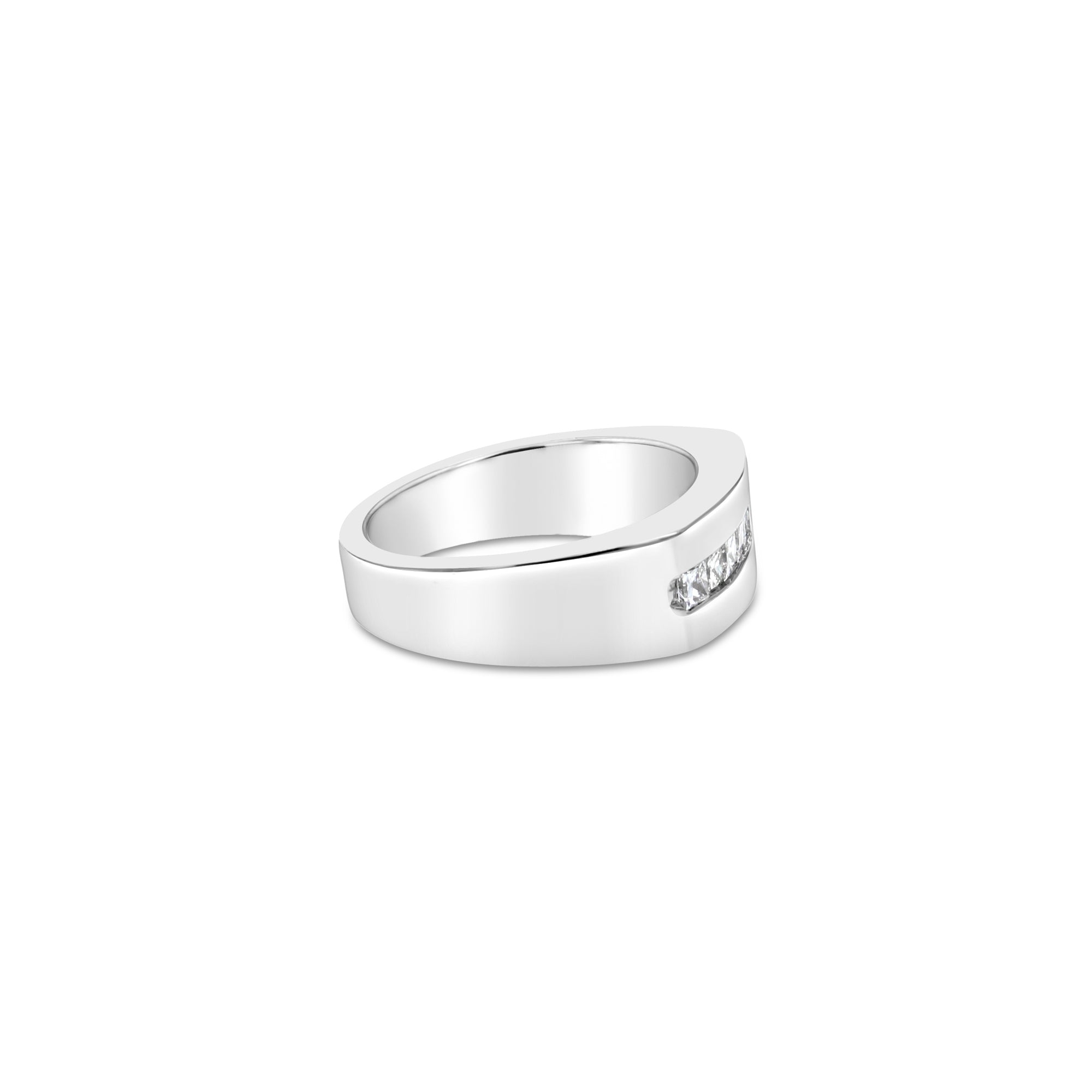 Princess Cut Wedding Band .66cttw 14k White Gold - Queen of Gemz