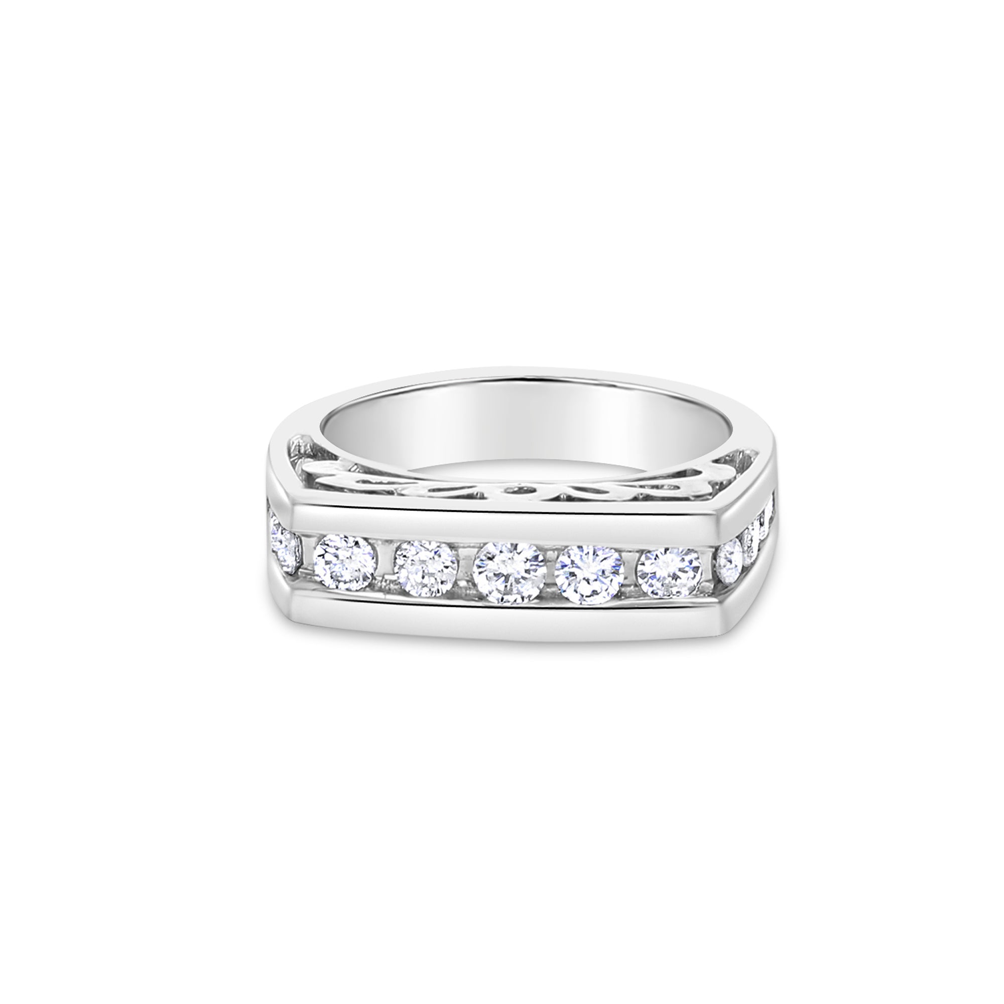 Mens Diamond Wedding Band .80cttw 14k White Gold