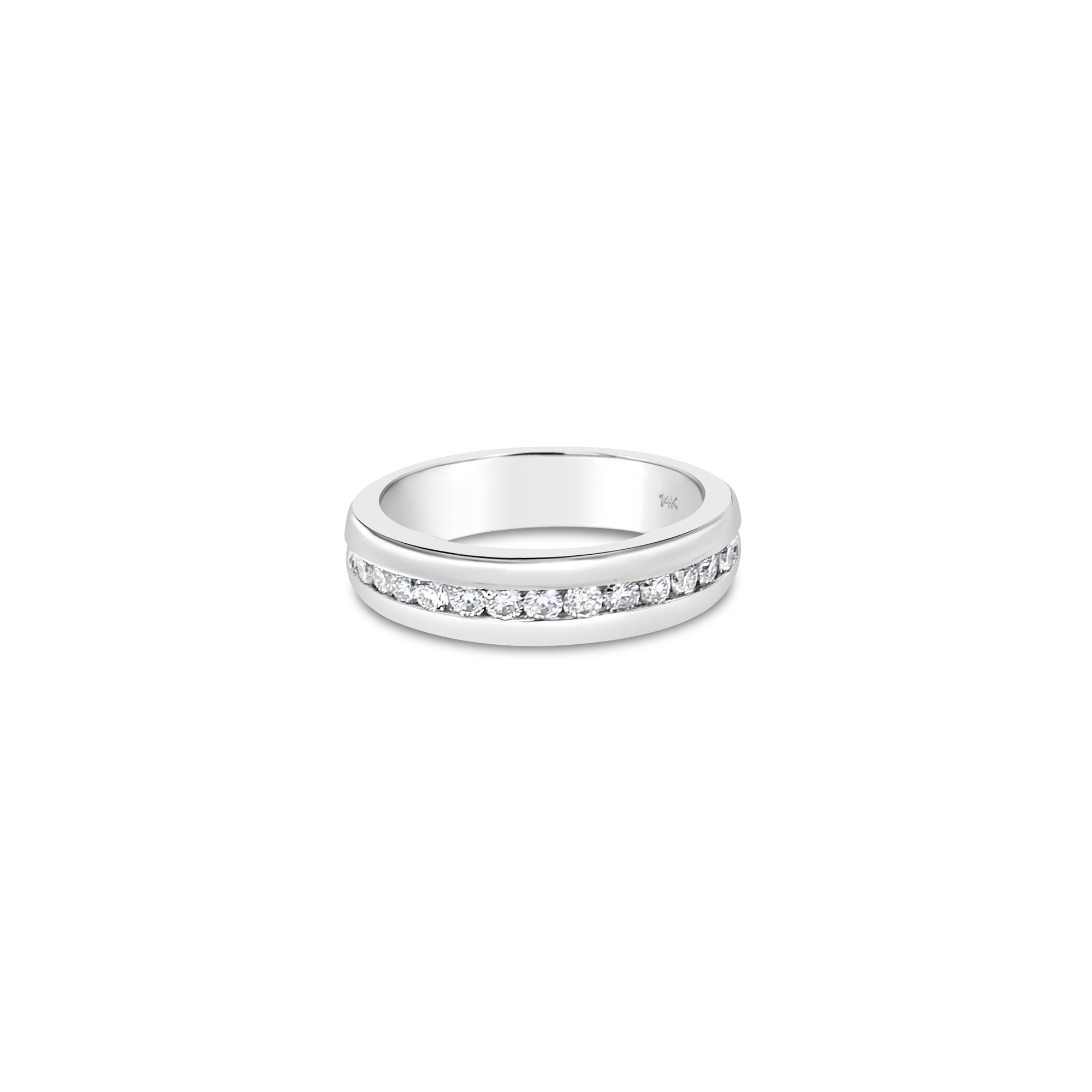 Mens Channel Set Diamond Wedding Band .67cttw 14k White Gold - Queen of Gemz