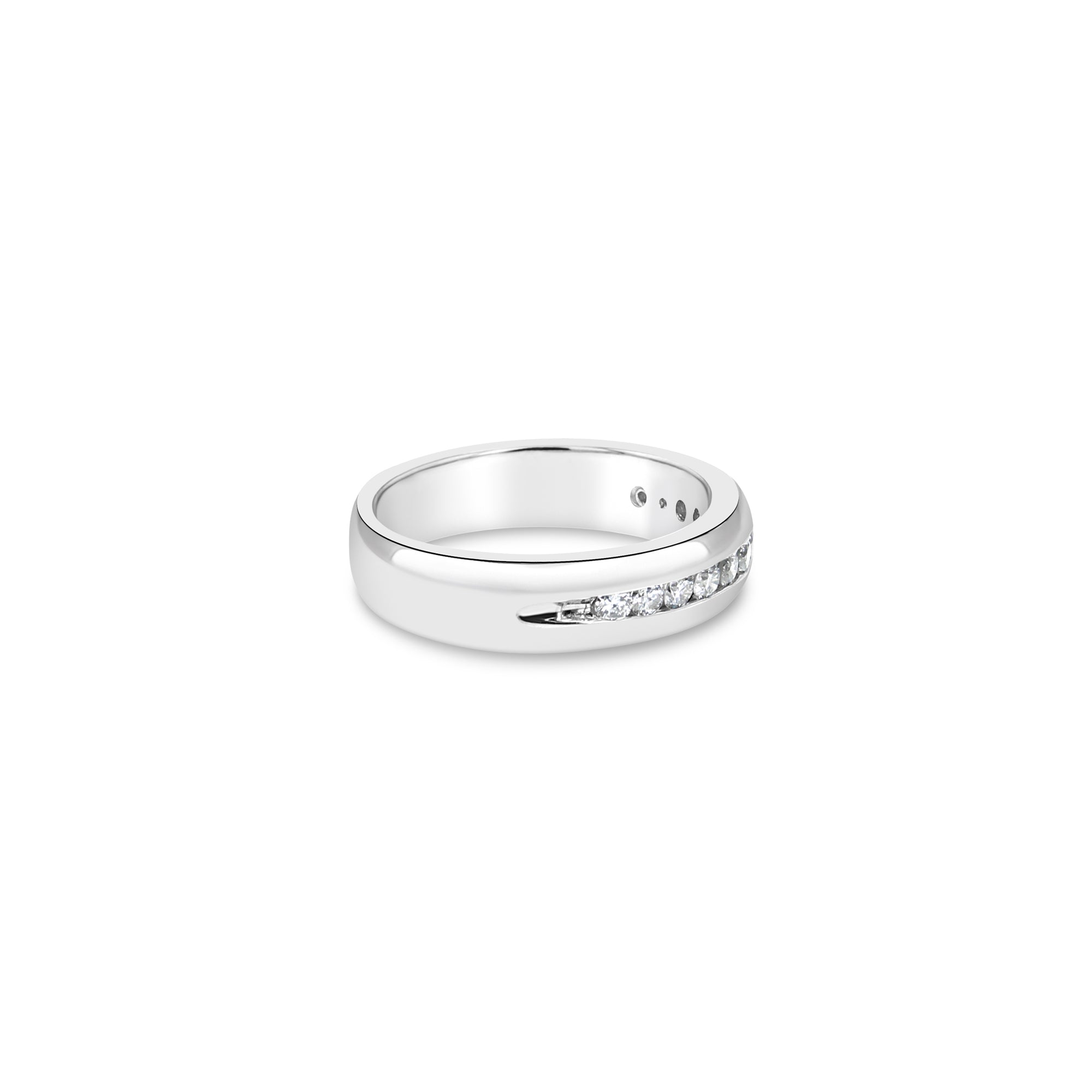 Mens Channel Set Diamond Wedding Band .67cttw 14k White Gold - Queen of Gemz