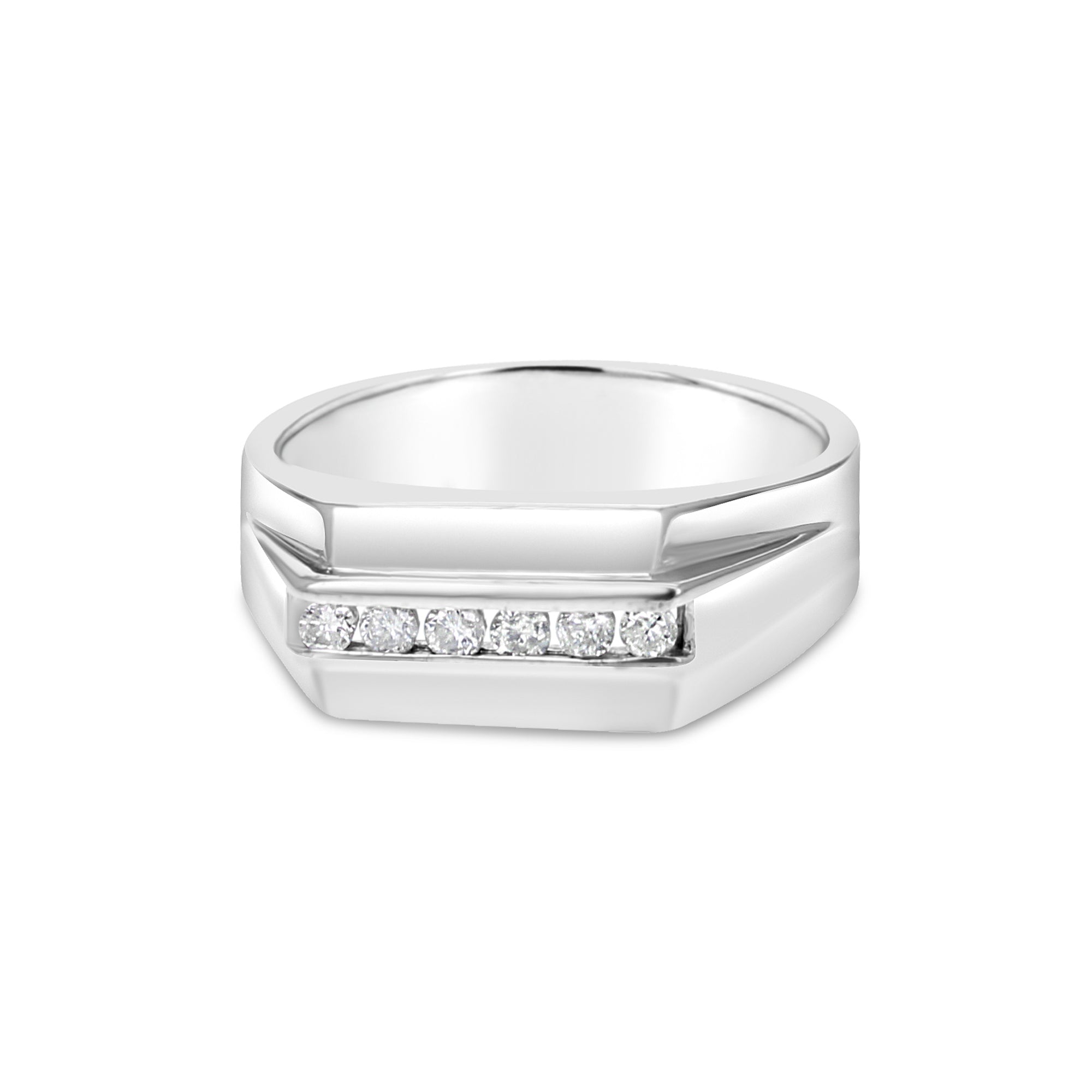 Mens Diamond Wedding Band .23cttw 14k White Gold