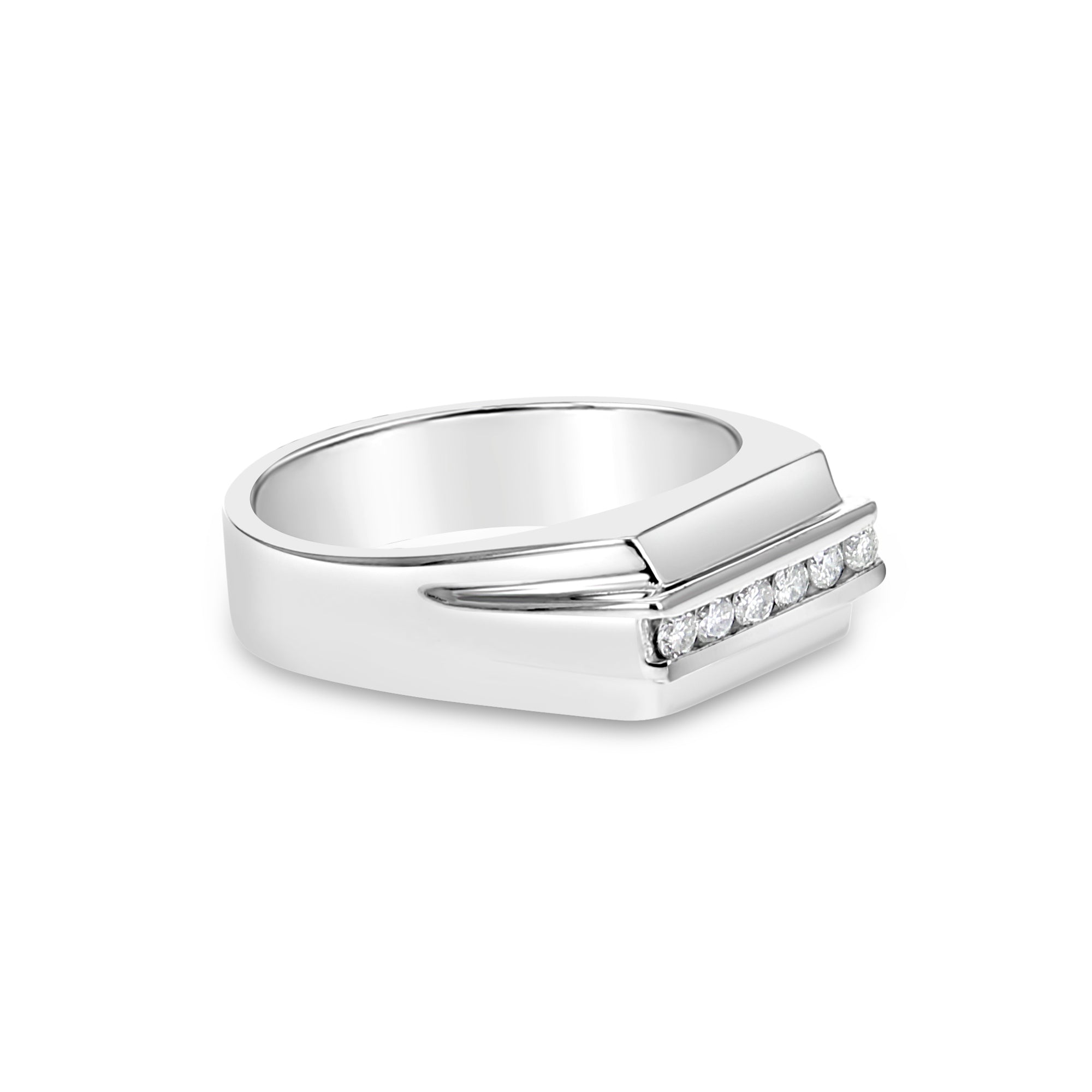 Mens Diamond Wedding Band .23cttw 14k White Gold