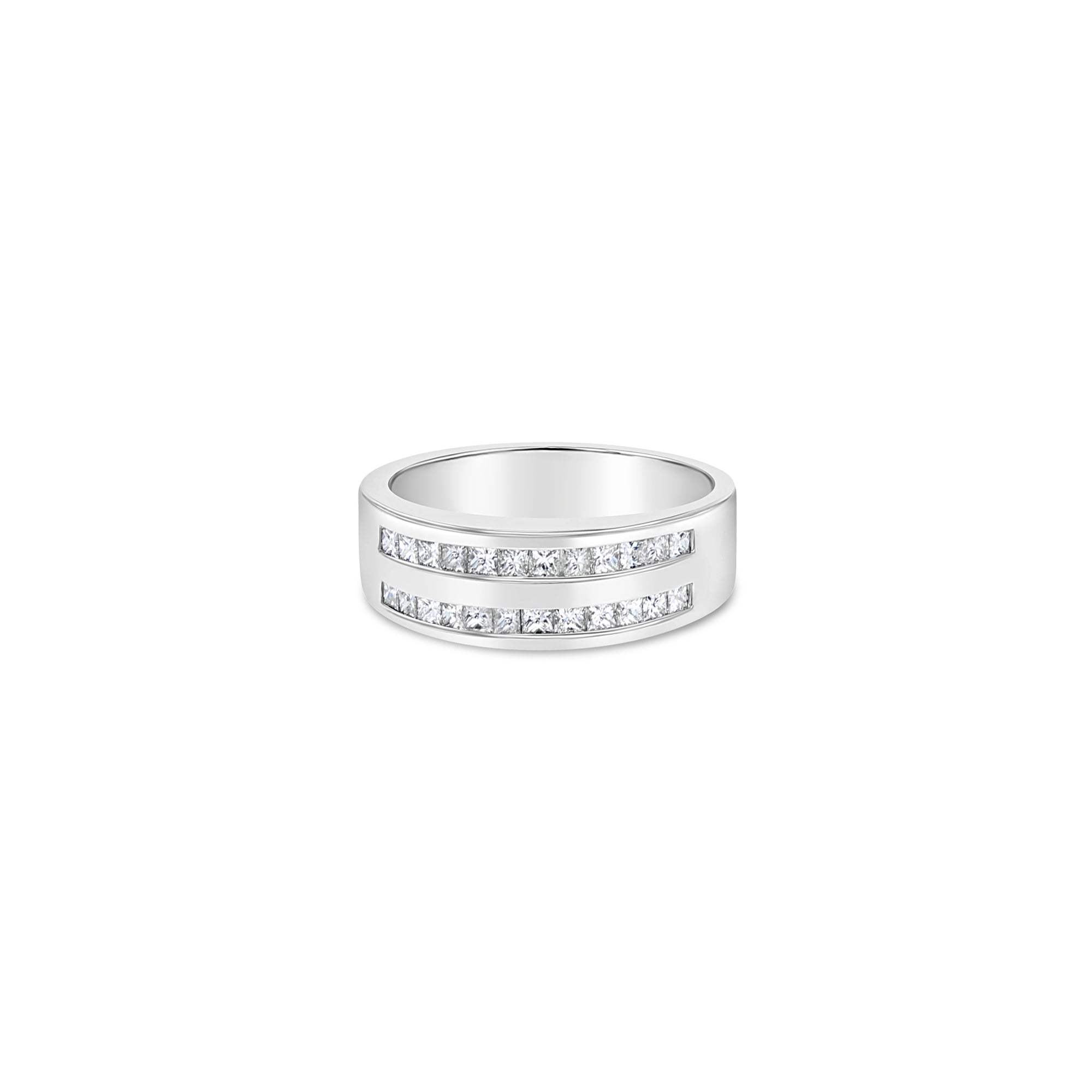 Diamond Princess Cut Channel Set Wedding Band .77cttw 14k White Gold