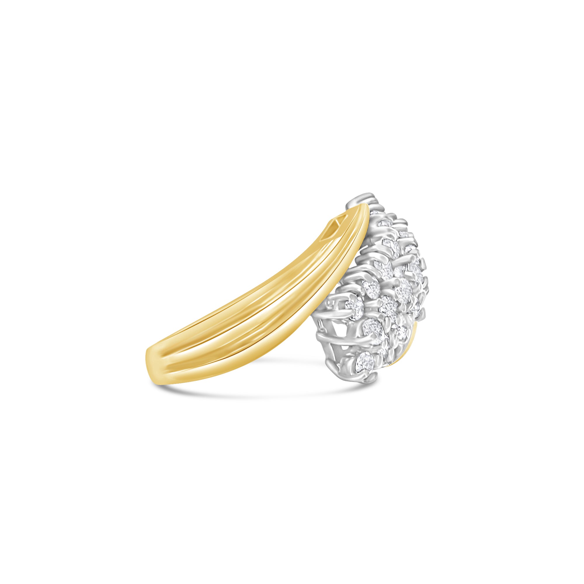 Diagonal Three Row Cocktail Diamond Ring 1.50cttw 14k Yellow Gold