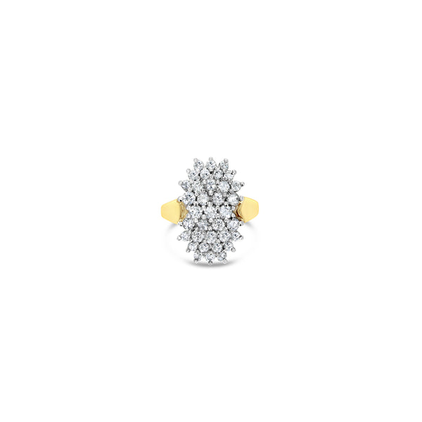 Large Diamond Cluster Ring 2.00cttw 14k Yellow Gold - Queen of Gemz