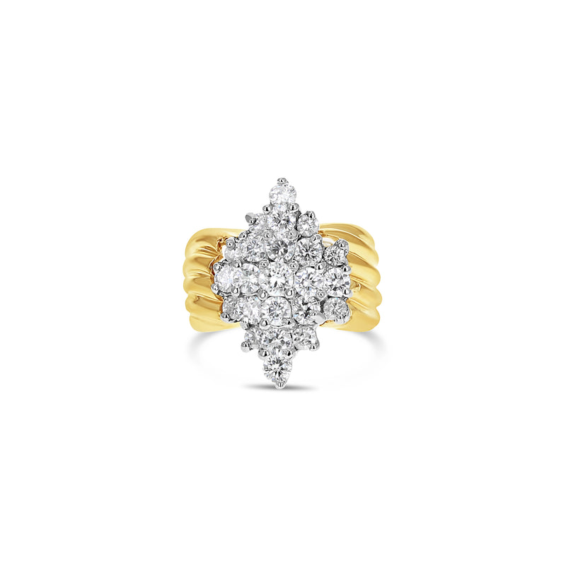 Diamond Cluster Cocktail Ring 2.00cttw 14k White or Yellow Gold