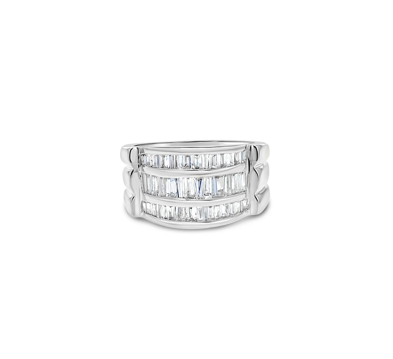 Baguette Diamond Cocktail ring 1.50cttw 14k White or Yellow Gold - Queen of Gemz