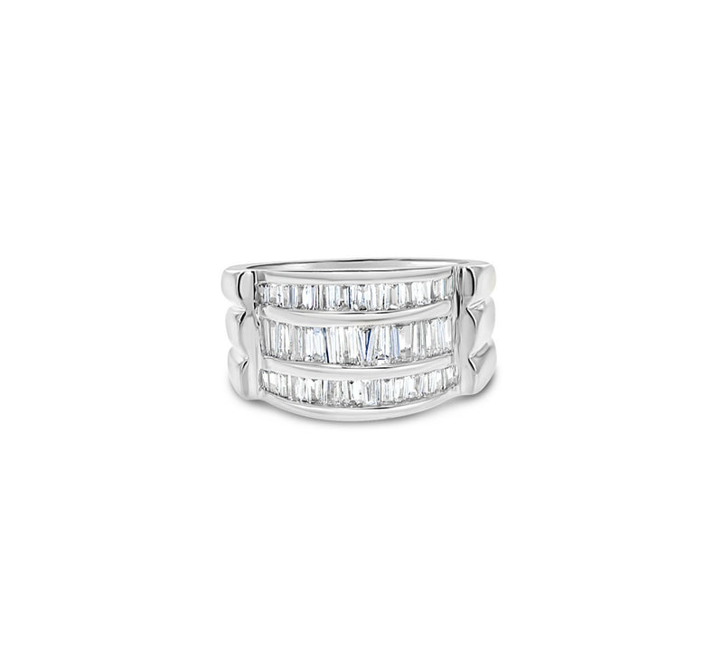 Baguette Diamond Cocktail ring 1.50cttw 14k White or Yellow Gold - Queen of Gemz
