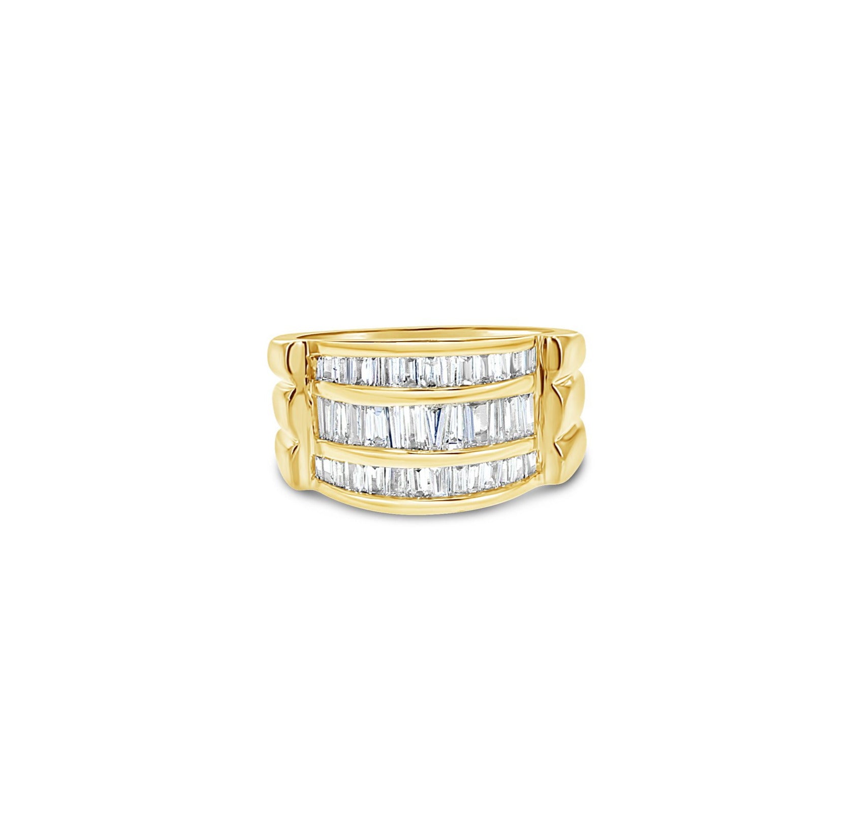 Baguette Diamond Cocktail ring 1.50cttw 14k White or Yellow Gold - Queen of Gemz