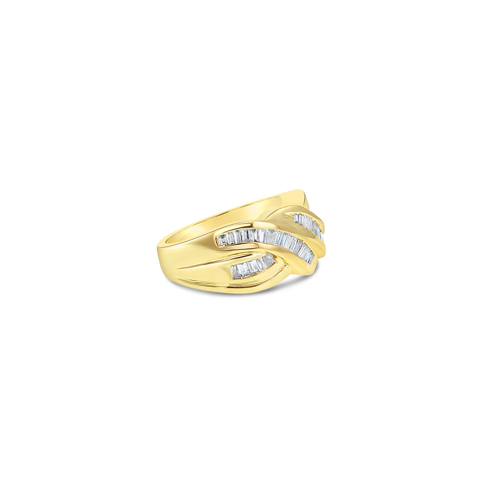 Baguette Diamond Cocktail Ring 1.00cttw 14k Yellow Gold - Queen of Gemz