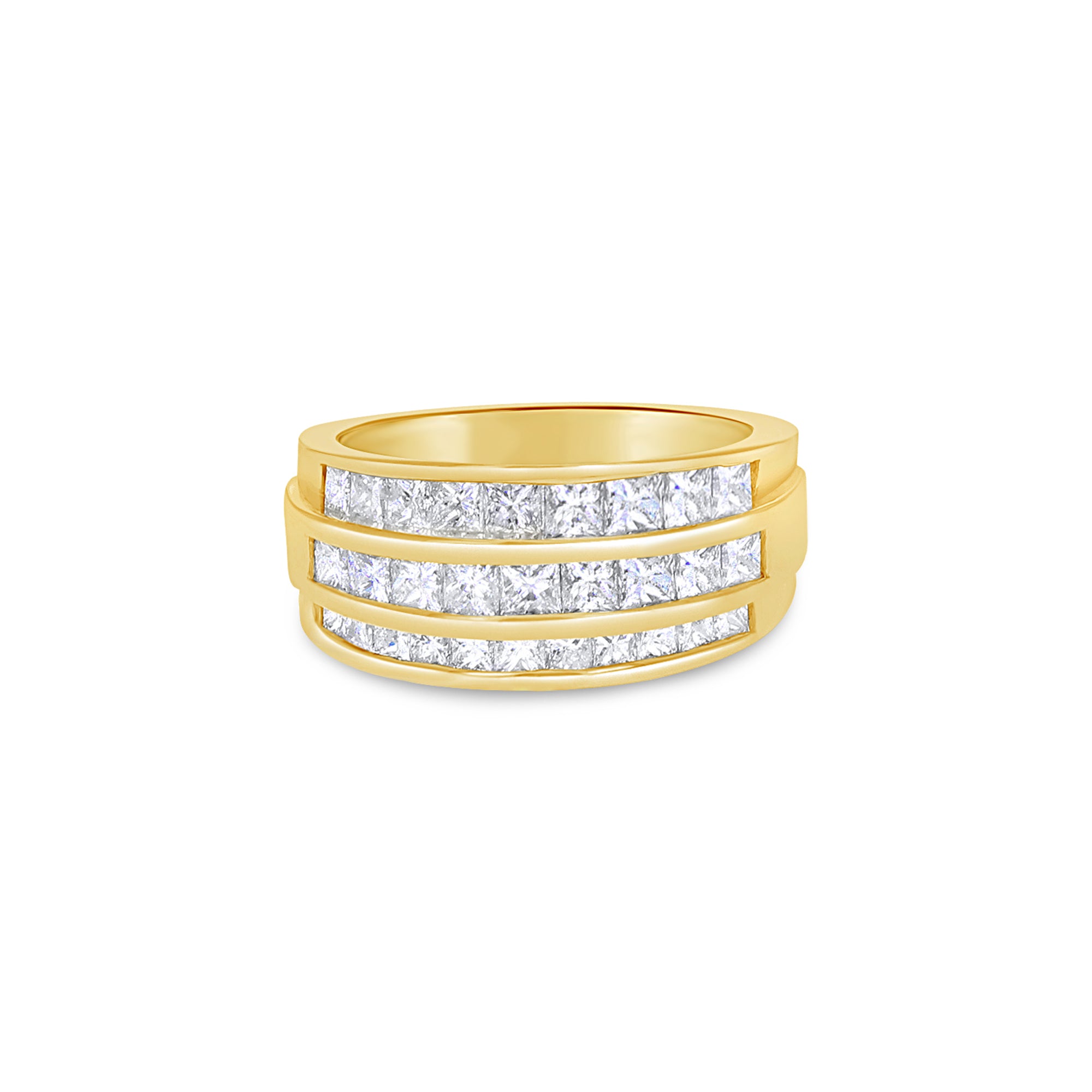 Anillo de cóctel de corte princesa de oro amarillo de 14 k y 1,68 ct