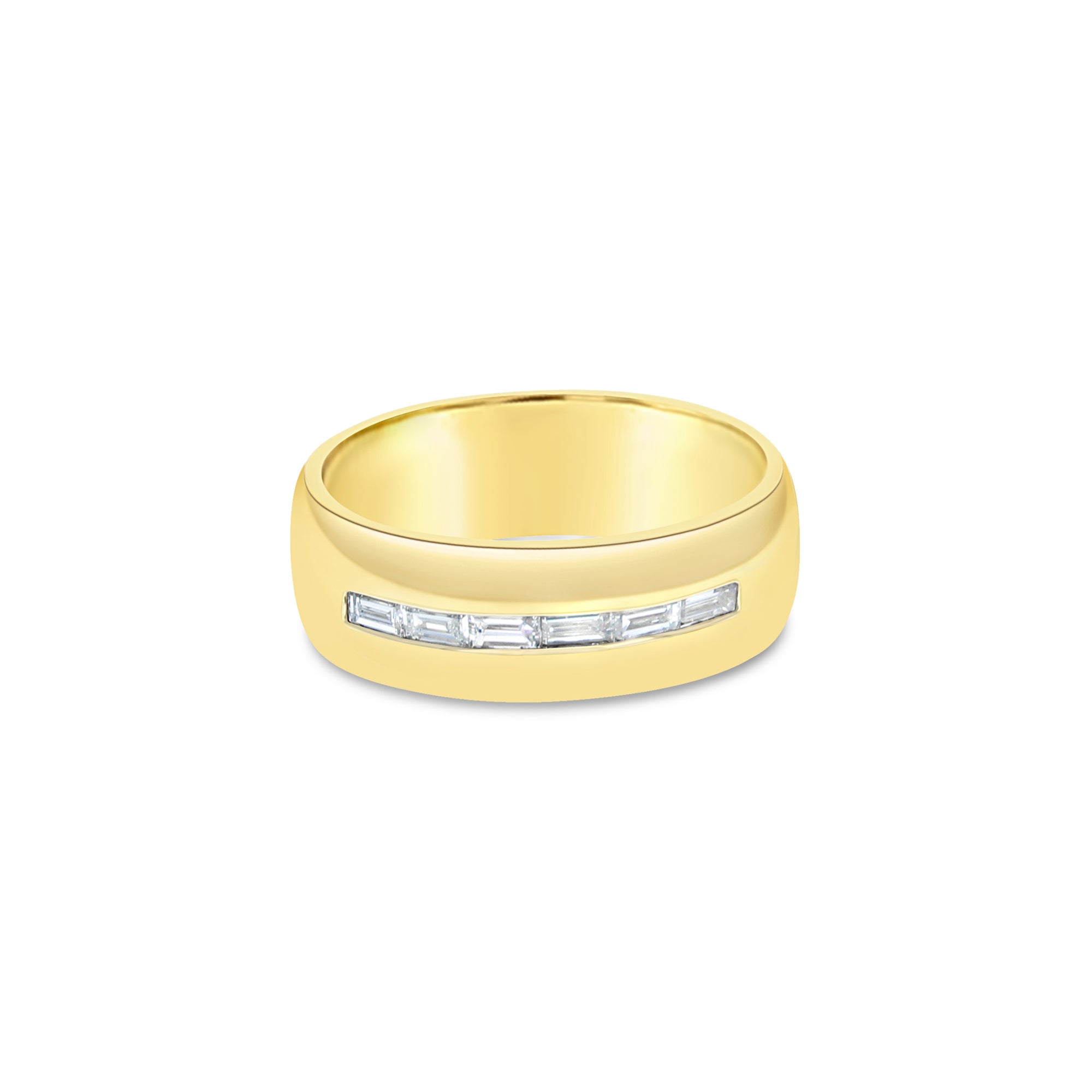 Alliance pour homme en or jaune 14 carats avec diamants baguettes de 0,50 ct