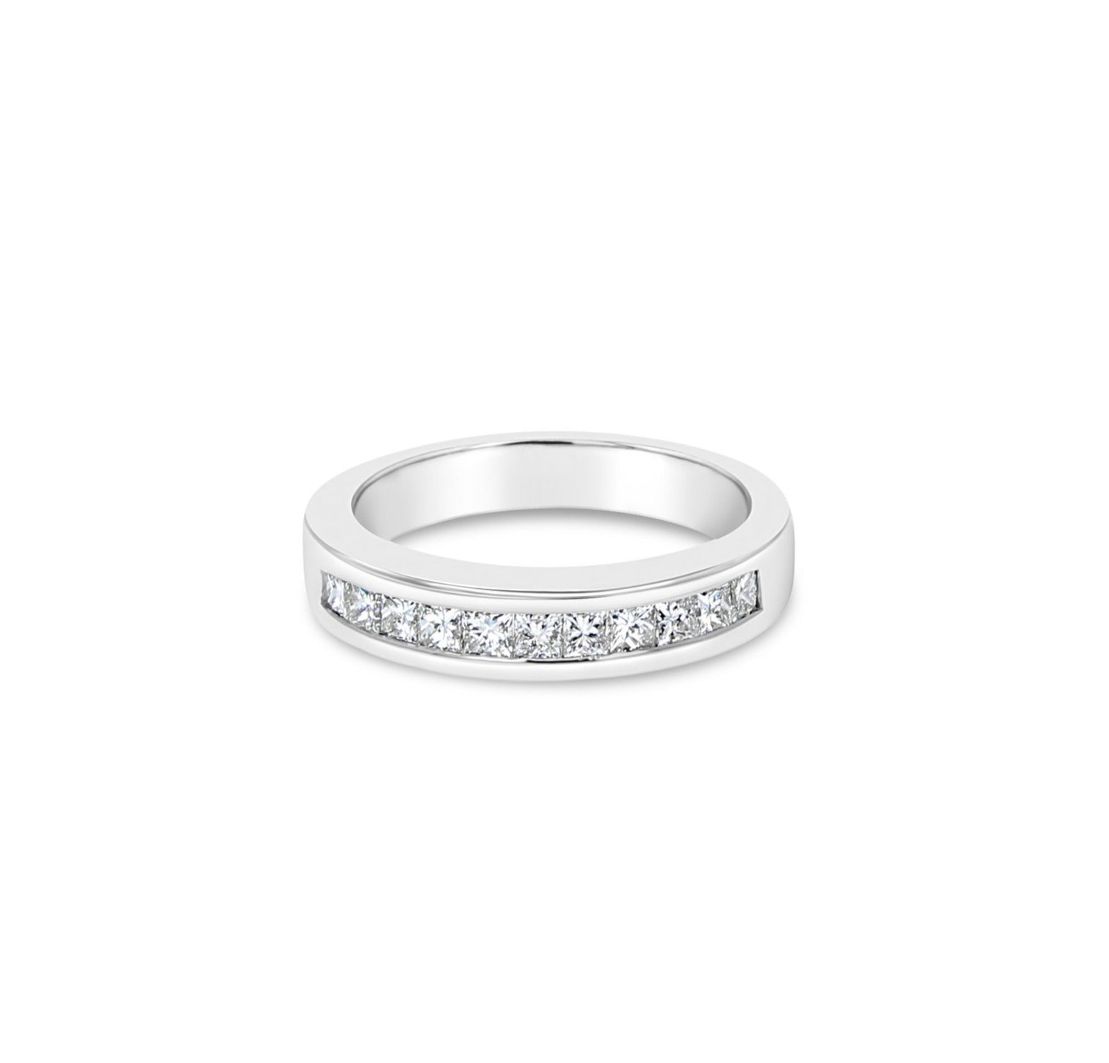 Princess Cut Diamond Wedding Band .60cttw 14k White Gold