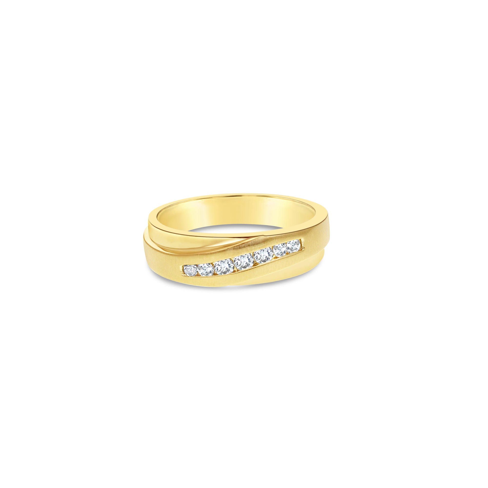 Alianza de boda para hombre con diamantes en oro amarillo de 10 quilates