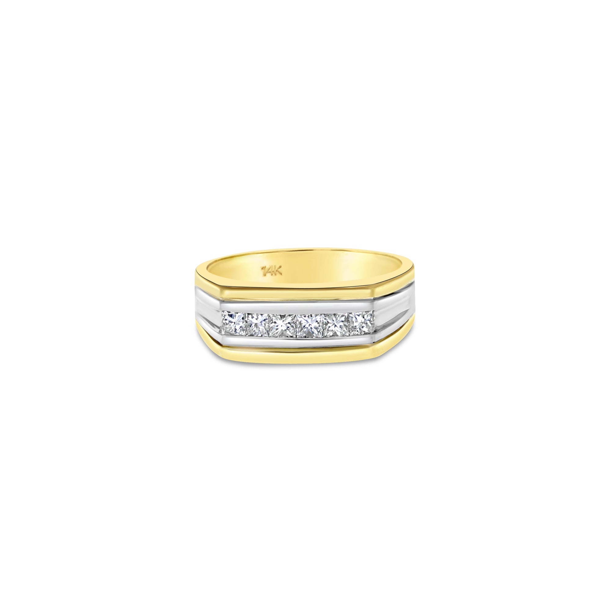 Princess Cut Diamond Wedding Band .64cttw 14k Two-Toned Gold