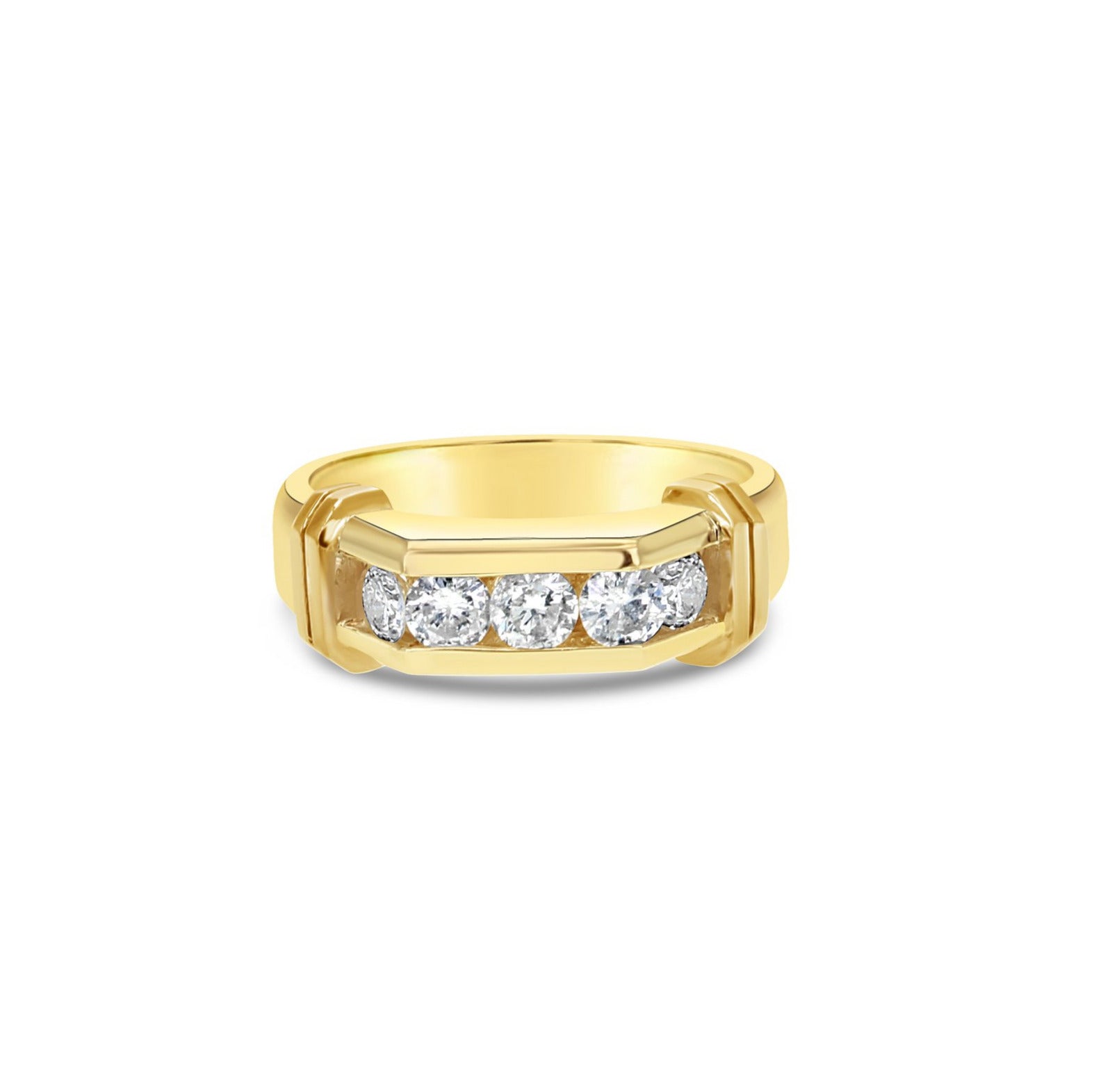 Mens Diamond Wedding Band 1.00cttw 14k Yellow Gold - Queen of Gemz