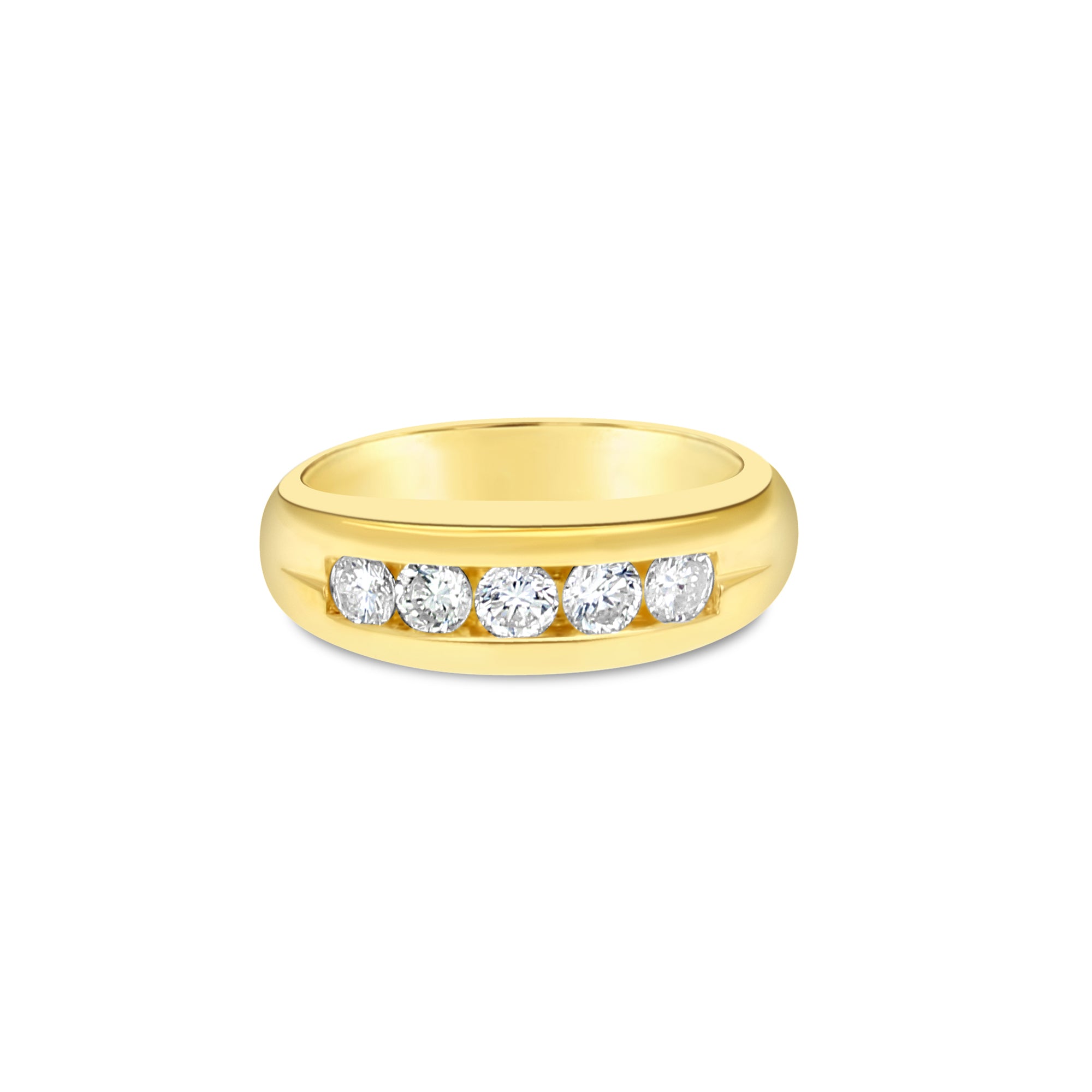 Alliance en or jaune 14 carats avec diamants pour homme, 0,82 ct