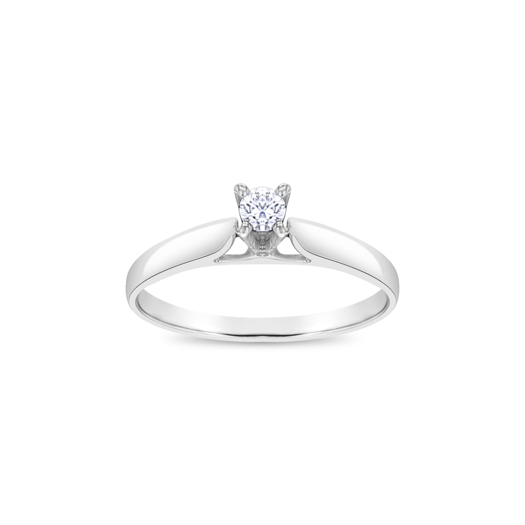 Quarter Carat Solitaire Diamond Engagement Ring 14k White Gold