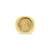 22K Fine Gold 1/10OZ Lady Liberty Polished Ring 14k Yellow Gold - Queen of Gemz