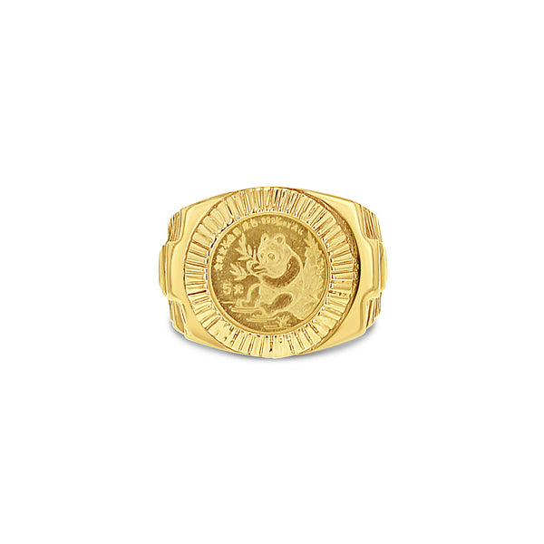 Panda Coin .999 Ring with Fluted Bezel & Presidential Band - Queen of Gemz