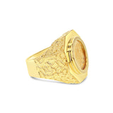 22K Fine Gold 1/10OZ Lady Liberty Ring with Hexagon Bezel & Nugget Band 14k Yellow Gold - Queen of Gemz