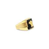 Eagle Head Onyx Gold Ring 14k Yellow Gold