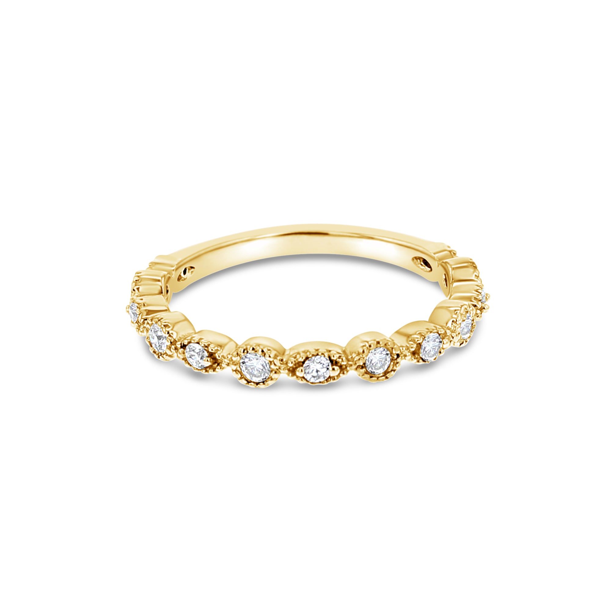 Bead Set Diamond Band 14k White, Yellow or Rose Gold .25cttw